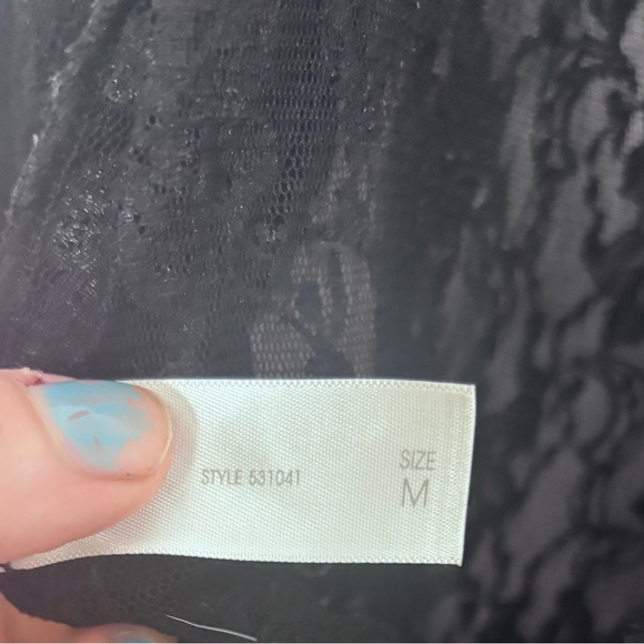 Black Lace Satin Whimsigoth Maxi Length Open Front Bowtie 3/4 Sleeve Robe Size M - Picture 9 of 14